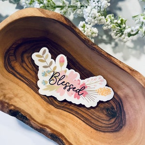 Blessed Pink Floral laptop sticker,christian sticker,bible verse sticker,christian decal,faith stickers,vinyl stickers,gifts for christians