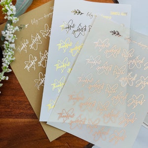 Thankful heart foil sticker sheet,christian sticker,rose gold foil,gold foil, silver foil,christian sticker,planner sticker,stickers for her