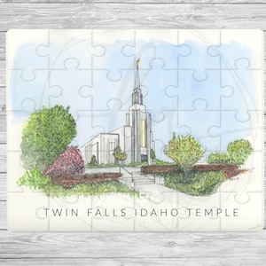 Twin Falls temple puzzles, religious puzzle, Christian puzzle, lds games, bible puzzle, lds gifts for kids, mormon gift, lds gift for women