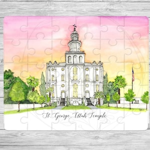 St George temple puzzles, religious puzzle, Christian puzzle, lds games, bible puzzle, lds gifts for kids, mormon gifts, lds gift for women