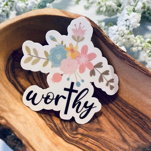 Worthy laptop sticker,christian sticker,bible verse sticker,christian decal,faith stickers,vinyl stickers,christian gifts,faith sticker