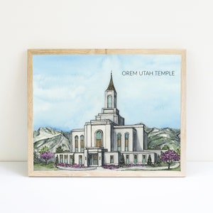 Orem Utah Temple Print,lds temple art, temple watercolor, temple, temple artwork, lds wedding gift, lds watercolor art, temple lds