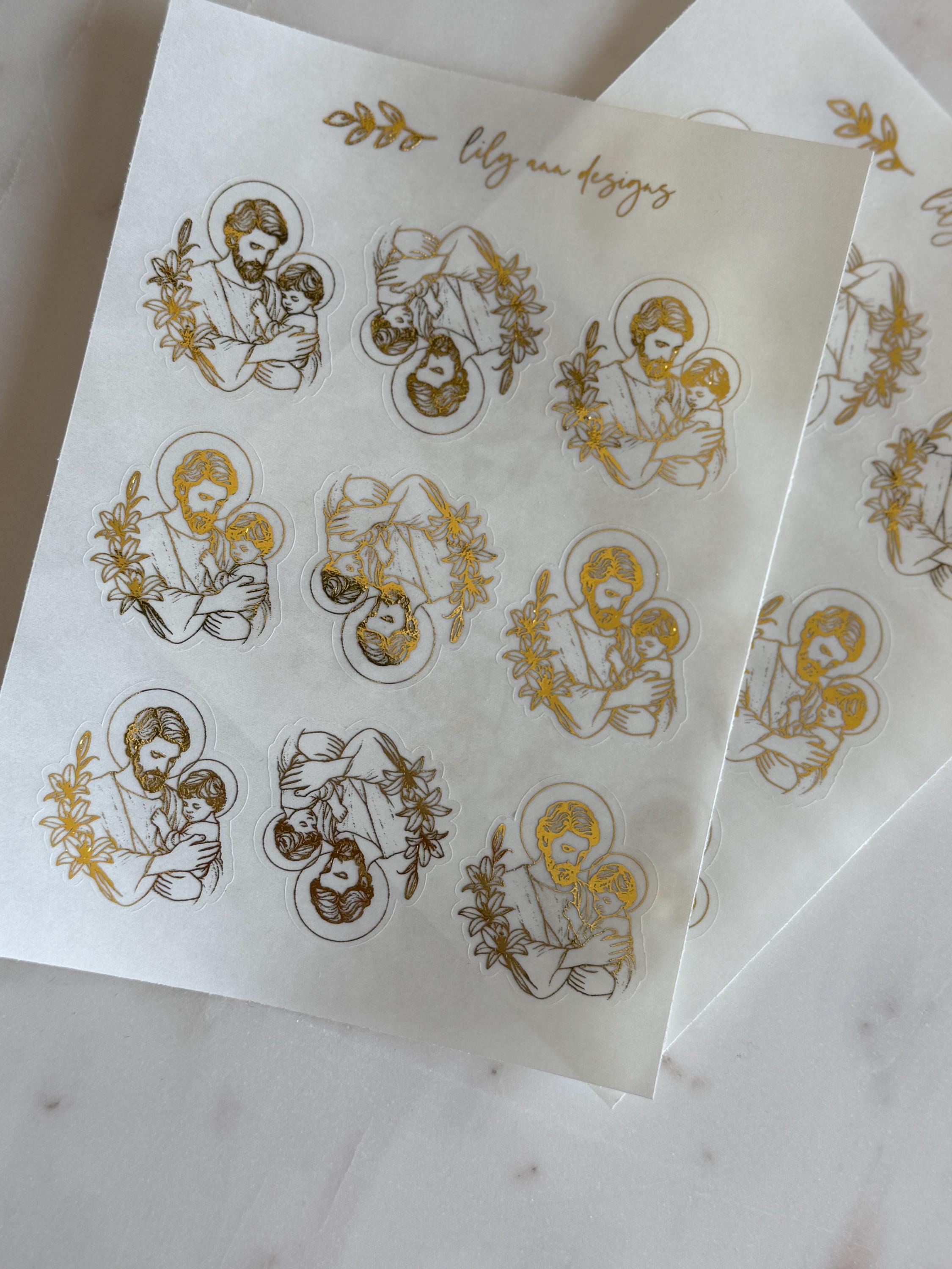 St Joseph Foil Stickers,catholic Foil Stickers, Rose Gold Foil, Gold ...