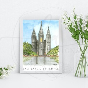 Salt Lake Temple Print,lds temple art,temple watercolor,temple wall decor, temple artwork,lds wedding gift,lds watercolor art, temple lds