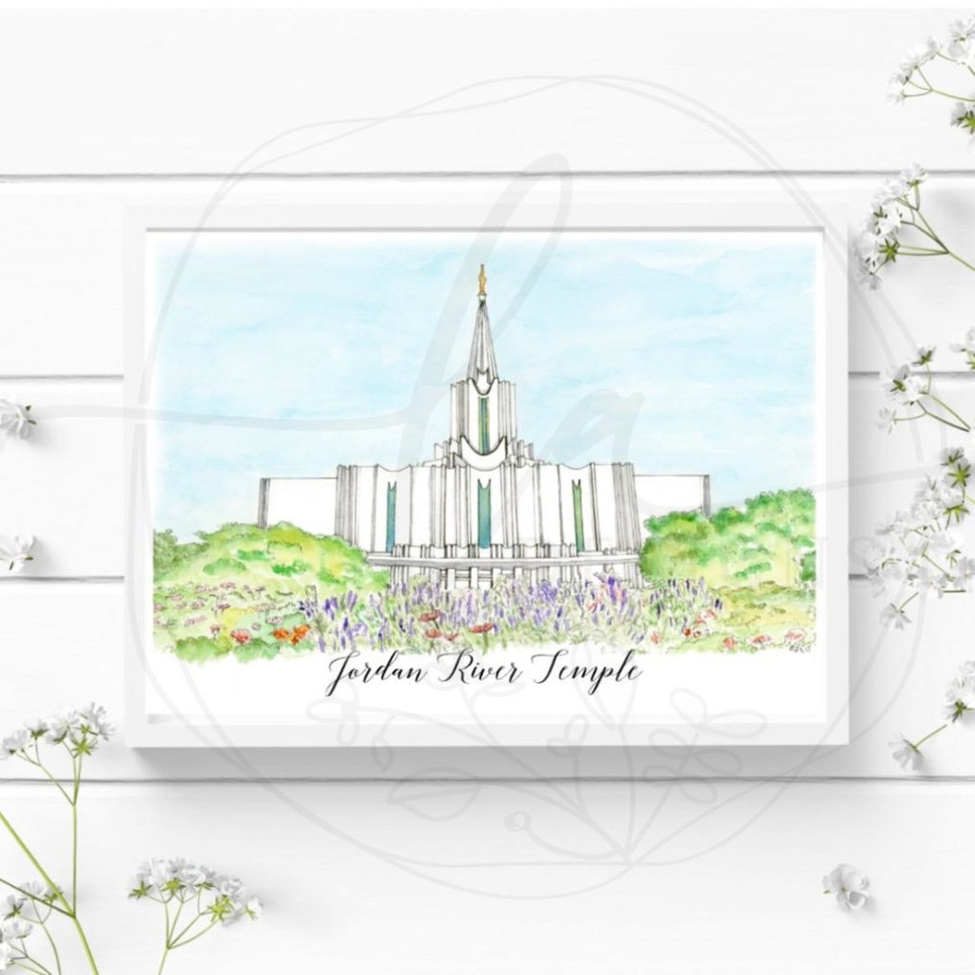 Jordan Riley Temple Jordan River Temple Print,lds Temple Art,temple Watercolor,temple Wall ...