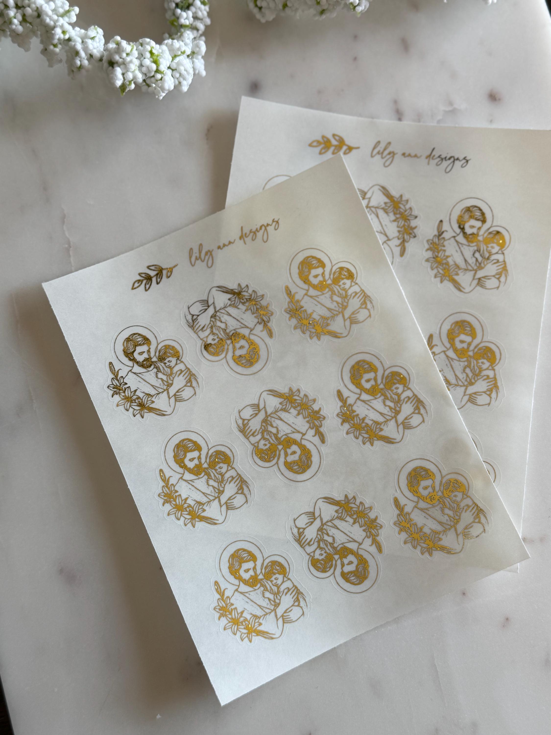 St Joseph Foil Stickers,catholic Foil Stickers, Rose Gold Foil, Gold ...