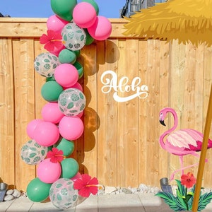 Flamingo Tropical Aloha Balloon Garland | Pink Wild One Balloon Arch | Palm Tree Balloons | Summer Birthday Party Decor | Bachelorette Decor