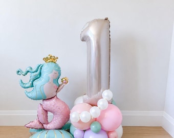 Pastel Under The Sea Mermaid Party Balloon Tower Seashell Girl First Birthday Column Decor Ocean Theme Party Supplies Favors For Daughter