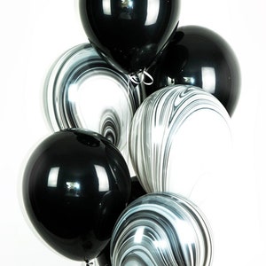 Black and White Marble balloons Black and White Party Marble Balloons New Years Balloons Tie Dye Balloons Agate Balloons image 1