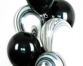 Black and White Marble balloons | Black and White Party | Marble Balloons | New Years Balloons | Tie Dye Balloons | Agate Balloons