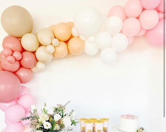 Pastel Pink Cream Peach Dusty Rose DIY Balloon Garland Kit | Taupe Pink Mauve Pink Balloon Arch | 1st Birthday | Baby Shower | Bridal Shower