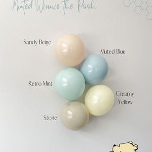 Retro Winnie The Pooh Baby Shower DIY Balloon Garland Kit | First Birthday Balloon Arch | Gender Reveal | Boho Pastel Party | Muted Blue