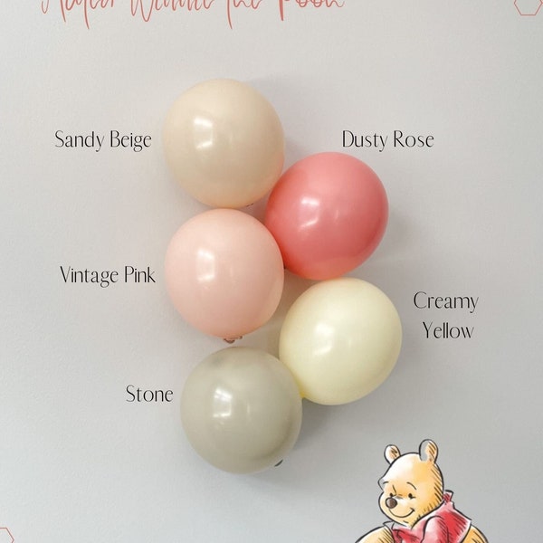 Retro Winnie The Pooh Baby Shower DIY Balloon Garland Kit | First Birthday Balloon Arch | Gender Reveal | Boho Pastel Party | Dusty Rose