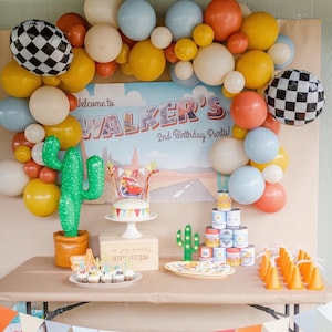 Retro Muted Race Car Balloon Garland Kit | Birthday Car themed Balloon Arch | Two Fast Party Decor | Baby Shower Decor | Fast One Birthday