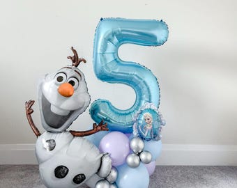 Licensed Frozen Elsa and Olaf Balloon Tower Kit, Frozen Balloon Sculpture, Winter Onederland Kids Birthday Party, Pastel Blue Decor