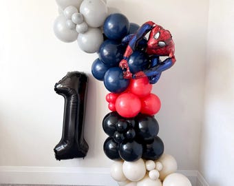 Superhero First Birthday Balloon Arch Kit, Licensed Spider-Man Foil Balloon, Spider-Man Boy Birthday Party Decorations, Cartoon Party Favors