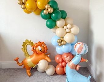 Vintage Circus Party Balloon Garland, Carnival Circus 1st Birthday Decor, Circus Animal Balloons, Lion, Seal, Carnival Baby Shower Carousel