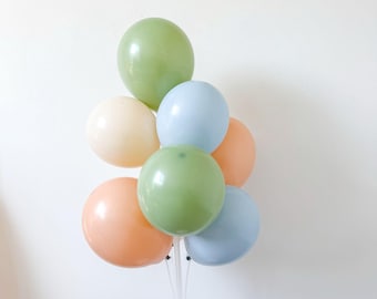 8 Stück Latexballon Bouquet: Nebel Blau, Wüstensand Weißer Sand Eukalyptus Grün Junge Erster Geburtstag Babyparty Luftballons Party Dekor