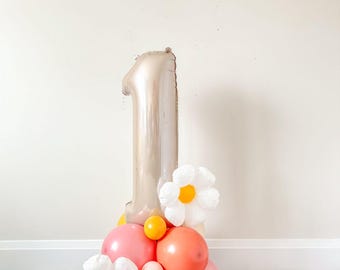 Groovy One Daisy Ballongtorn Kit Anpassad Ålder Boho Regnbåge Daisy Rosa Flicka Första Födelsedag Två Groovy Retro Festdekor