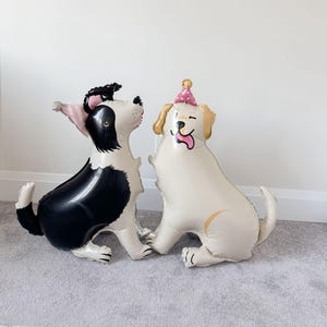 30"Goldener Labrador Folienballon Schäferhund Ballon mit Hüte Welpe Erster Geburtstag Kinderparty Lets Paw Pawty Haustierliebhaber Dekor schwarz creme