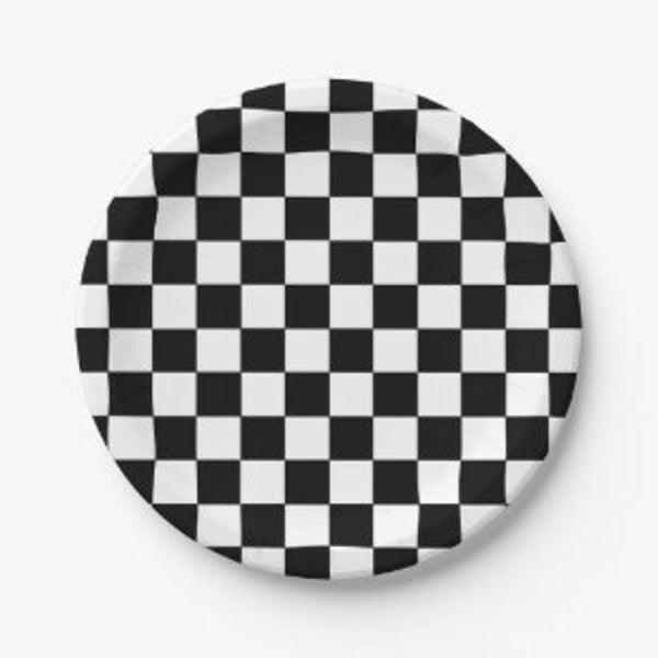 7'' Checkered Plates | Two Fast Party Decor | NASCAR Two Fast Party Decor | Race Car Themed Birthday Decor | Checkered Tableware | Fast One