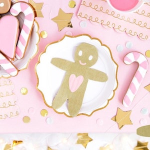 Gingerbread Man Napkins | Pink Christmas Decor | Gingerbread Tableware | Kids Party Decor |  Candyland Tableware | Girls Christmas Tableware