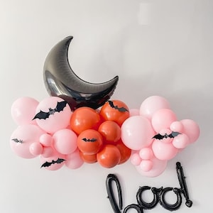 Pink Pumpkin Halloween Balloon Garland | Pink Rustic Orange Halloween Decor | Pink Halloween Balloons | Balloon Arch | Muted Halloween Decor