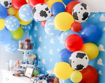 Classic Toy Story Themed DIY balloon Garland Kit | Little Sheriff Balloon Arch | Cow Print Balloons | Cow Boy Kids Birthday Party Decor |