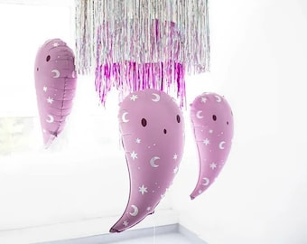 Jumbo paarse schattige spookballon | Halloweendecoratie | Halloween-feestversieringen | Halloween-ballonnen | Pastelroze Halloween-decor | Geest
