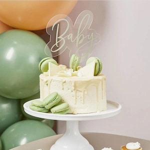 Acrylic Sage Green Baby Cake Topper | Baby Shower Decor | Sage Baby Shower | Botanical Baby Shower | Eucalyptus Baby Shower | Gender Reveal