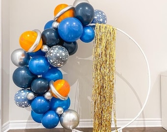 Kit de guirnalda de globos DIY de astronauta espacial, arco de globos, globos de cumpleaños, arco de globos de galaxia noche estrellada a la luna, viaje alrededor del sol