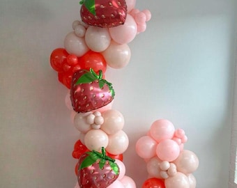 Kit de guirlande ballon fraise | Un premier anniversaire de baies | Un anniversaire aux petits fruits | Une baby shower aux petits fruits | Arche de ballons fraise