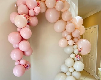 Muted Pink Boho DIY balloon Garland | Soft Pink Bridal Shower Decor | Cream Peach Neutral Balloon Arch | Floral Bridal Shower | Baby Shower