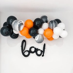 Classic Halloween Balloon Garland Kit | Orange Kids Halloween Balloons | Halloween Party Decor | BOO Balloon Garland | Black Halloween Decor