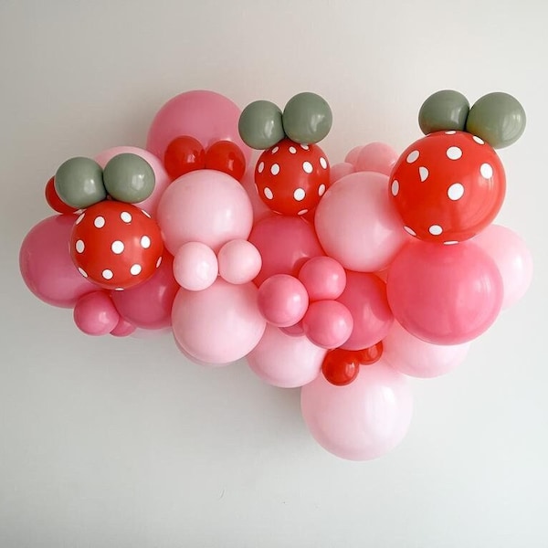 Strawberry Balloon Garland Kit | A Berry First Birthday | A Berry Sweet One Birthday | A Berry Sweet Baby Shower | Strawberry Balloon Arch