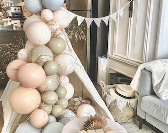 Boho DIY Balloon Garland Kit | Balloon Arch | Coffee Brown Balloons | Wedding Arch | Wild One | Mocha | Cream Peach Balloons | Party Decor