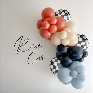 Muted Race Car Themed  DIY Balloon Garland Kit | Birthday Car themed Balloon Arch | Two Fast Party Decor | Car Birthday | Checkered Balloons