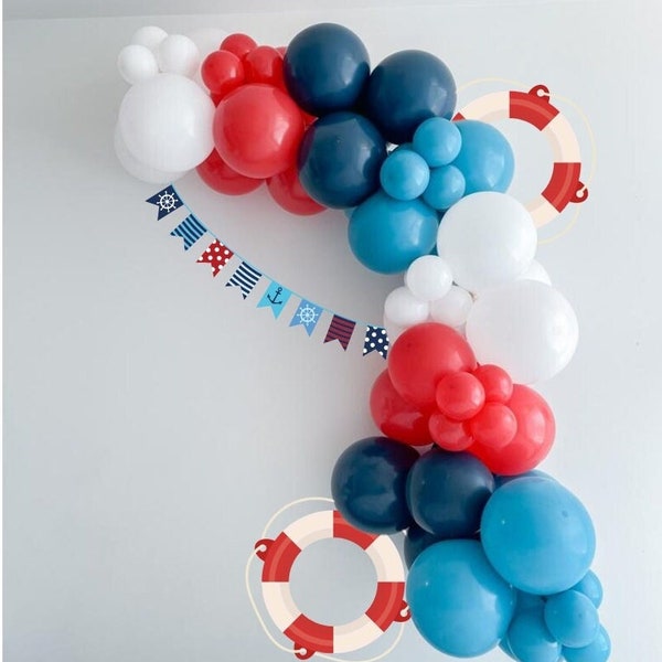 Little Sailor DIY Balloon Garland Kit l Ahoy First Birthday Decor l Nautical Balloon Garland | Sailor Party | Nautical Baby Shower Decor