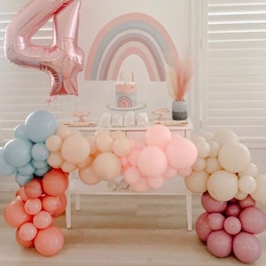 Coral Dusty Rose Matte Boho Rainbow Balloon Garland | Blush Pastel Pink Balloon Arch | 1st Birthday Decor | Baby Shower | Gender Reveal