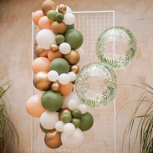 Sage Green Cream Peach DIY Balloon Garland Kit | Eucalyptus Balloon Arch Bridal Shower | Green Baby Shower | Sage Green & White Decor | Gold