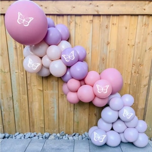 Butterfly Dusty Rose Purple DIY Balloon Garland Kit | Matte Pink Girl 1st Birthday Balloon Arch | Sweet 16 Quiceanera Decor | Retro Pink