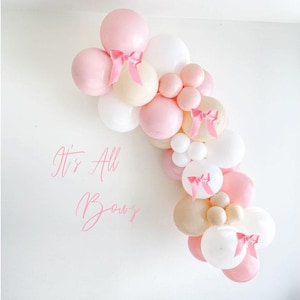 Kit ghirlanda di palloncini con fiocco rosa / Decorazioni per feste con fiocchi rosa / Decorazioni per la doccia per bambini con fiocco rosa / Legare il nodo Decorazioni per la doccia nuziale / Primo compleanno