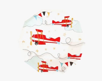 Modern Airplane Dessert Plates | Airplane Birth Decor | Two Fly Birthday | Up Up & Away Airplane Baby Shower | How Time Flies First Birthday