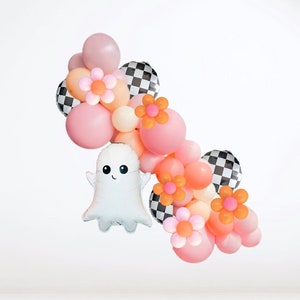 Guirnalda de globos de Halloween Groovy One / Decoración de Halloween Groovy / Decoración de Halloween rosa / Fiesta del día de Boo / Fiesta de Boo linda / Fantasma espeluznante