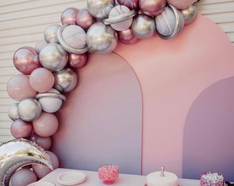 Rosa Erste Reise um die Sonne DIY Ballongirlanden-Kit | Zwei Mond-Geburtstags-Dekor | Weltraum-Thema Ballon-Girlande | Baby-Dusche-Dekor