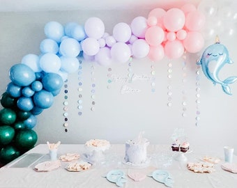 Mermaid Under the Sea Balloon Garland Kit | Matte Pastel Rainbow Balloon Arch | 1st Birthday Decor | Party Decor | Narwhal Seashell Splash