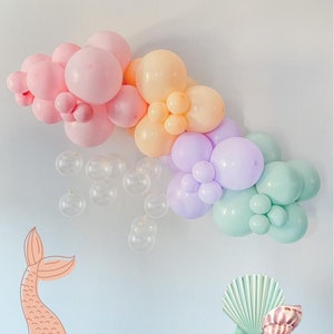 Muted Mermaid Under the Sea Balloon Garland Kit | Matte Pastel Rainbow Balloons | 1st Birthday Decor | Party Decor | Narwal Seashell Splash