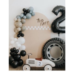 Muted Race Car Themed  DIY Balloon Garland Kit | Birthday Car themed Balloon Arch | Two Fast Party Decor | Car Birthday | Checkered Balloons
