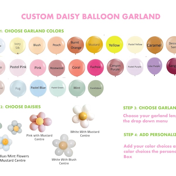 Custom Daisy Balloon Garland Arch Kit | Pick Your Own Balloon Colors | Custom Groovy Daisy garland | Latex Balloons | Custom Groovy Baby