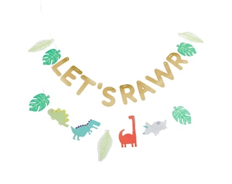 Let's Rawr Banner | Three Rex Party | Giant Dinosaur Balloons | Dinosaur Party Decor | 3rd birthday party | Jurassic Party | Dino Boy Bday